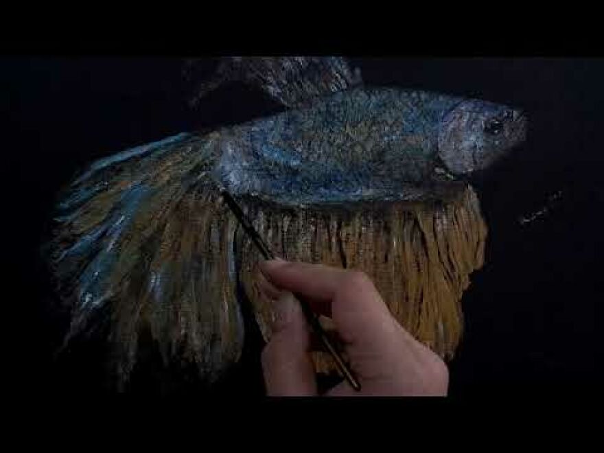 Artist Queennoble Dr. Elle Ramirez’s Siamese Fighting Fish Painting