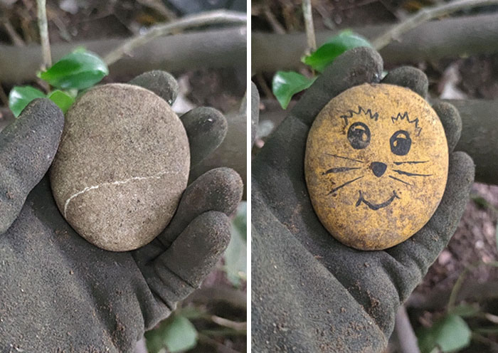 I Am Visiting My Family That Has Just Bought A New Home. I Helped Them Tidy The Garden And Found This Pebble In One Of The Bushes. I Turned It Over And... Lol