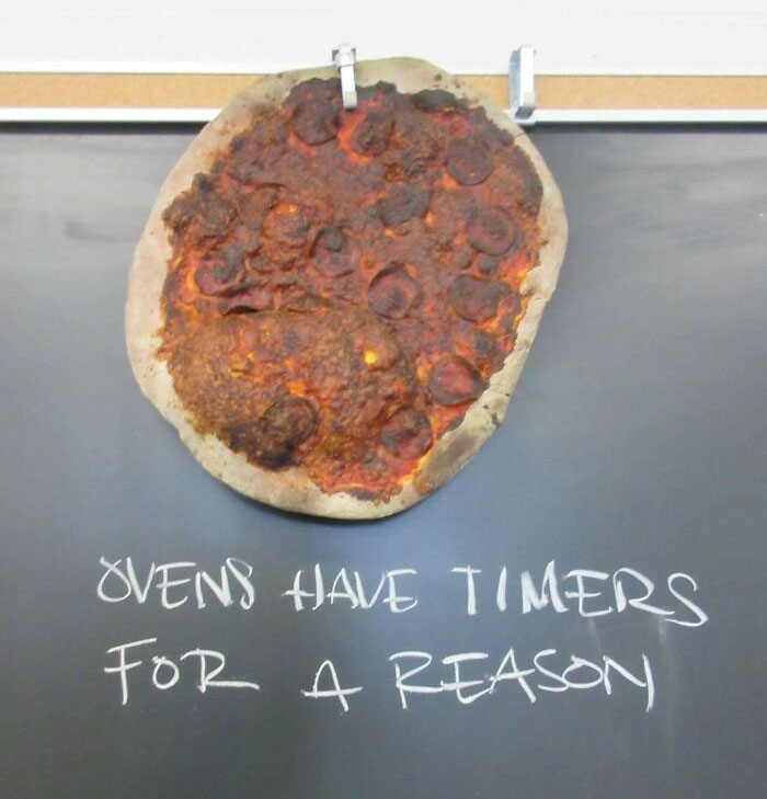 My Cooking Teacher Pinned This Poor Pizza To The Blackboard