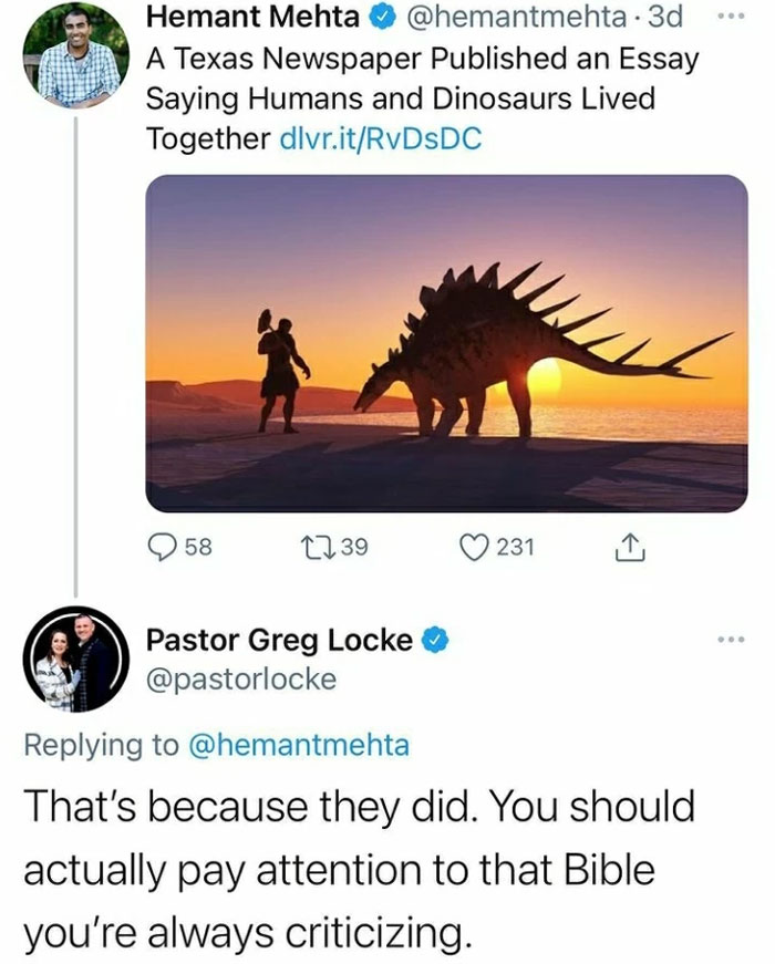 I've Read The Bible Cover To Cover, But I Think I Missed The Part Where There's Dinosaurs