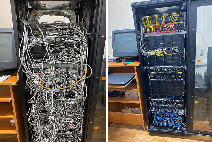 Network Rack At A Public Institution - Before And After