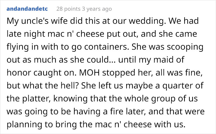"Who The Hell Does This?": Bride Is Flabbergasted To Discover A Wedding Guest Took 10 Containers Of Food From The Wedding And Left A $5 Gift "Who The Hell Does This?": Bride Is Flabbergasted To Discover A Wedding Guest Took 10 Containers Of Food From The Wedding And Left A $5 Gift
