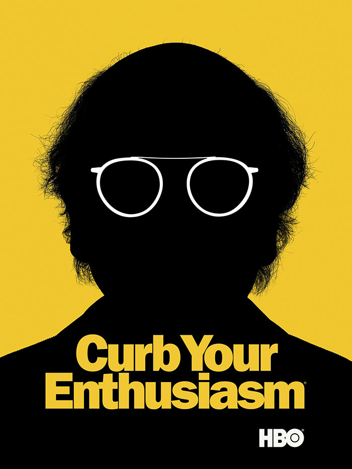Silhouette with glasses on a yellow background, promoting an HBO TV show.