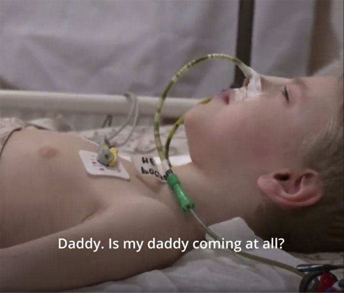 "Where Is My Dad?" Dima, A Young Ukrainian Boy, Cries From His Hospital Bed As He Asks For His Father, Who, Like Dima, Was Injured In Mariupol. His Father Is Being Treated In Another Part Of The Hospital