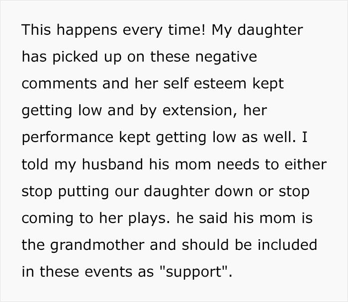MIL Keeps Criticizing Daughter’s Performances Right To Her Face, Family Drama Ensues When Mom Tells Husband To Stop Inviting Her MIL Keeps Criticizing Daughter’s Performances Right To Her Face, Family Drama Ensues When Mom Tells Husband To Stop Inviting Her