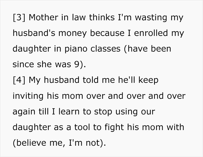 MIL Keeps Criticizing Daughter’s Performances Right To Her Face, Family Drama Ensues When Mom Tells Husband To Stop Inviting Her MIL Keeps Criticizing Daughter’s Performances Right To Her Face, Family Drama Ensues When Mom Tells Husband To Stop Inviting Her