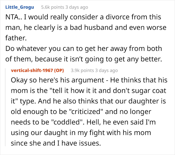 MIL Keeps Criticizing Daughter’s Performances Right To Her Face, Family Drama Ensues When Mom Tells Husband To Stop Inviting Her MIL Keeps Criticizing Daughter’s Performances Right To Her Face, Family Drama Ensues When Mom Tells Husband To Stop Inviting Her