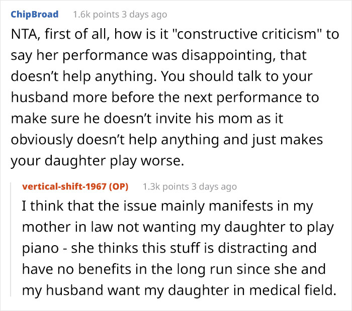 MIL Keeps Criticizing Daughter’s Performances Right To Her Face, Family Drama Ensues When Mom Tells Husband To Stop Inviting Her MIL Keeps Criticizing Daughter’s Performances Right To Her Face, Family Drama Ensues When Mom Tells Husband To Stop Inviting Her
