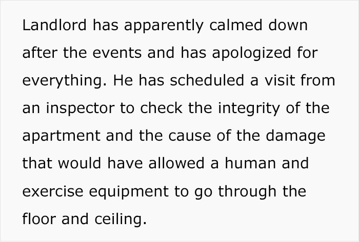 "Stop Complaining About Your Neighbors": Guy Maliciously Complies To Landlord's Request, Waits Until Neighbor Falls Through The Ceiling "Stop Complaining About Your Neighbors": Guy Maliciously Complies To Landlord's Request, Waits Until Neighbor Falls Through The Ceiling