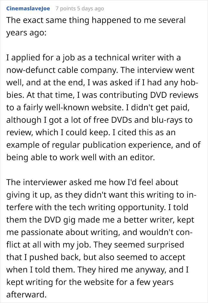 Man Shares How He Was Rejected From An Exciting Job Position Because He Wasn't Willing To Give Up His Favorite Hobby