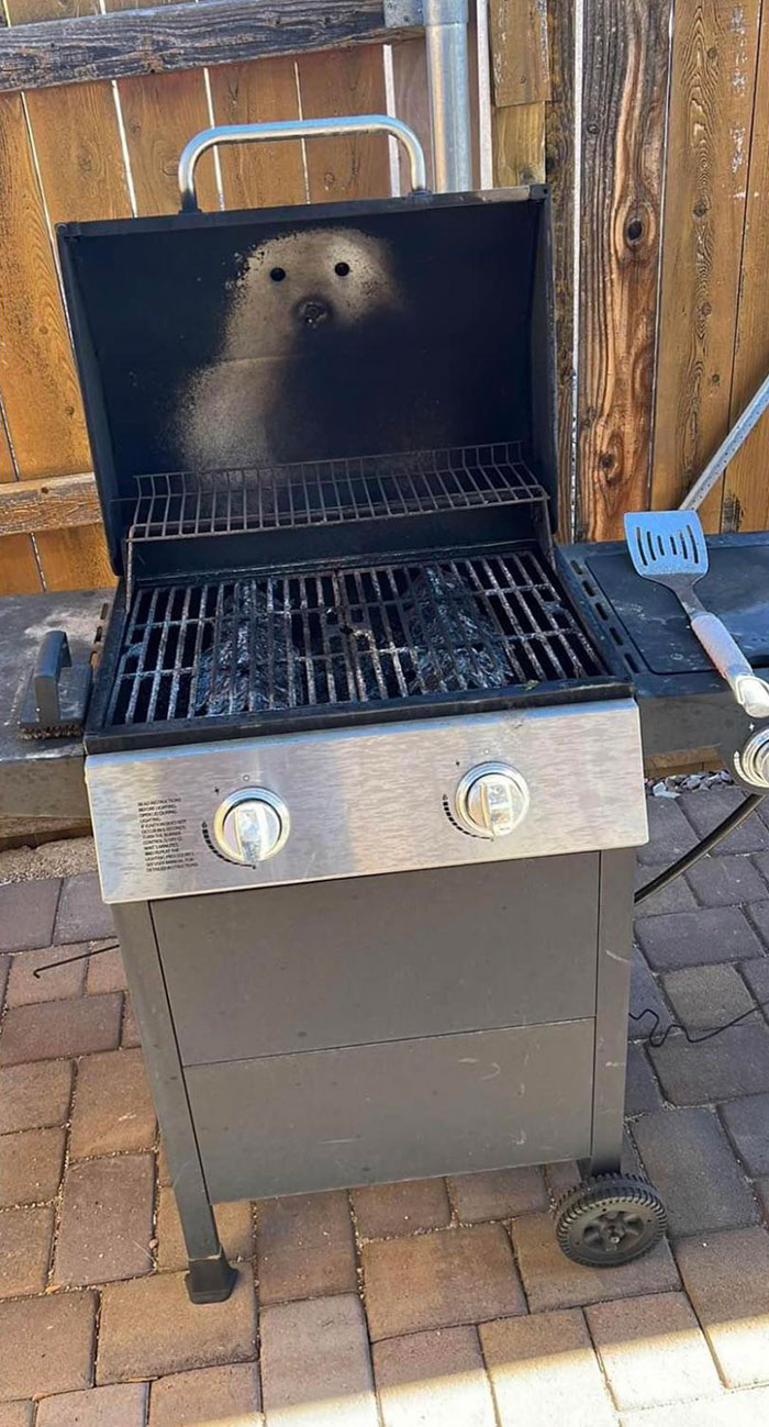 The Way The Smoke Created A Near Perfect Picture Of A Polar Bear On The Lid Of My Grill