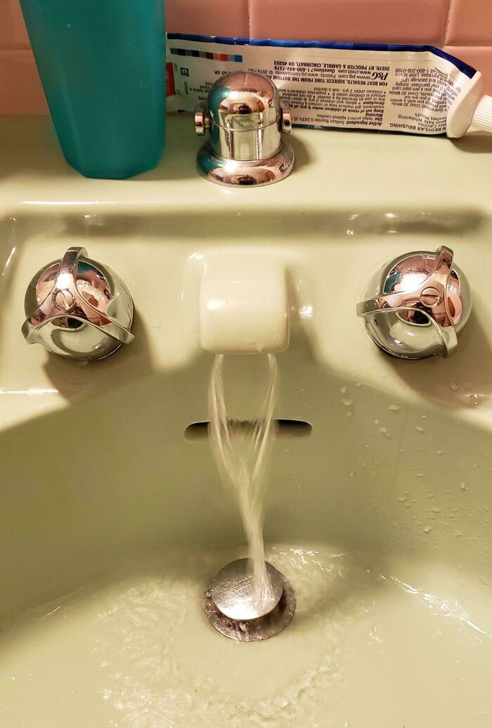 The Bathroom Sink At My Uncle's House Looks Like A Face With A Runny Nose