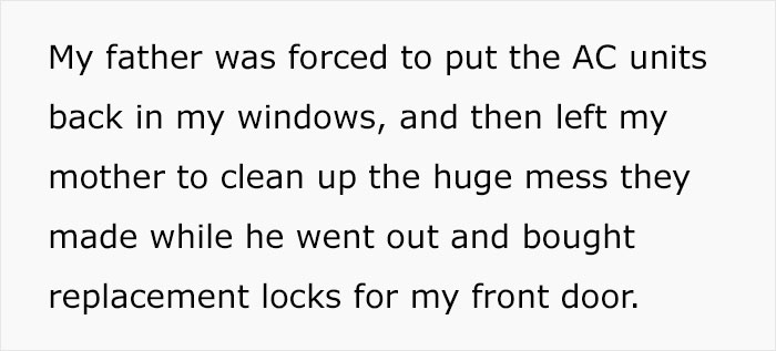 Guy Teaches His Narcissistic Parents A Lesson After They Demand He Trade Houses And Steal His Air Conditioners When He Refuses Guy Teaches His Narcissistic Parents A Lesson After They Demand He Trade Houses And Steal His Air Conditioners When He Refuses