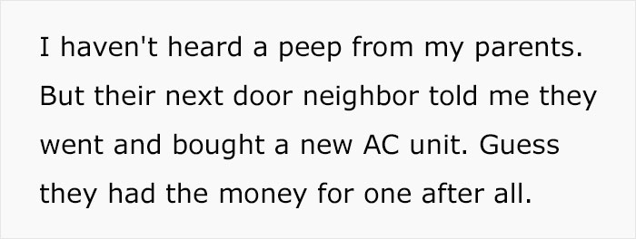 Guy Teaches His Narcissistic Parents A Lesson After They Demand He Trade Houses And Steal His Air Conditioners When He Refuses Guy Teaches His Narcissistic Parents A Lesson After They Demand He Trade Houses And Steal His Air Conditioners When He Refuses