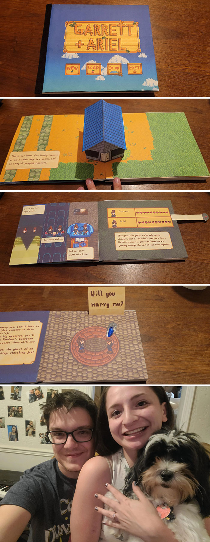 I Proposed To My Girlfriend On Our 5-Year Anniversary With A Stardew Valley Themed Pop-Up Book I Made. She Said Yes