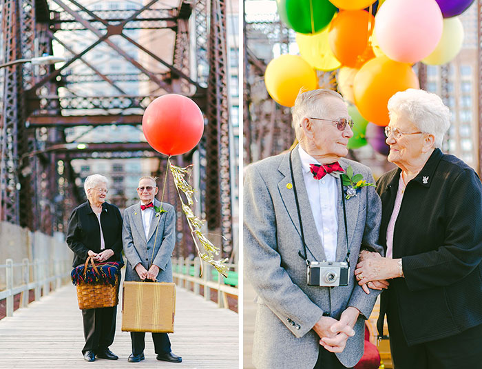 Una pareja casada hace 61 años se hace una sesión de fotos de aniversario inspirada en "Up"