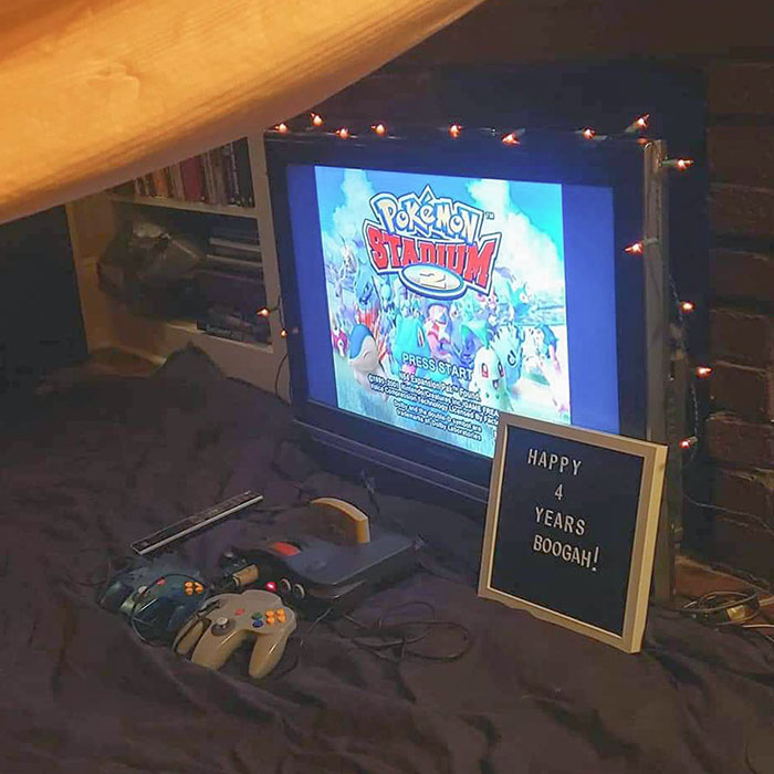 Wife Pulled Out Her Original Childhood N64 To Surprise Me In A Blanket Fort For Our Anniversary. Best One Yet, Here's To Many More