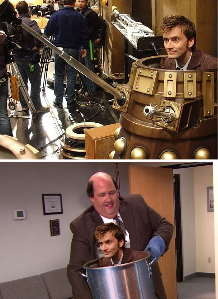 David Tennant Sitting In A Dalek On Set