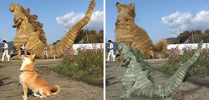 Dog Imitating Hay Godzilla