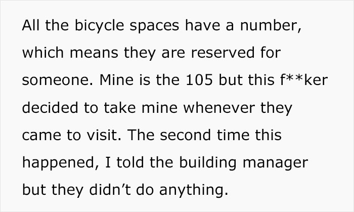 Sick And Tired Of Someone Using Their Parking Space, This Guy Locks The Stranger's Bike And Notes Start Arriving
