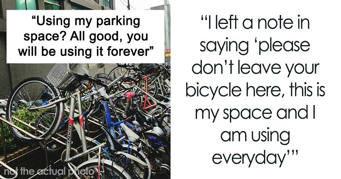 Sick And Tired Of Someone Using Their Parking Space, This Guy Locks The Stranger’s Bike And Notes Start Arriving