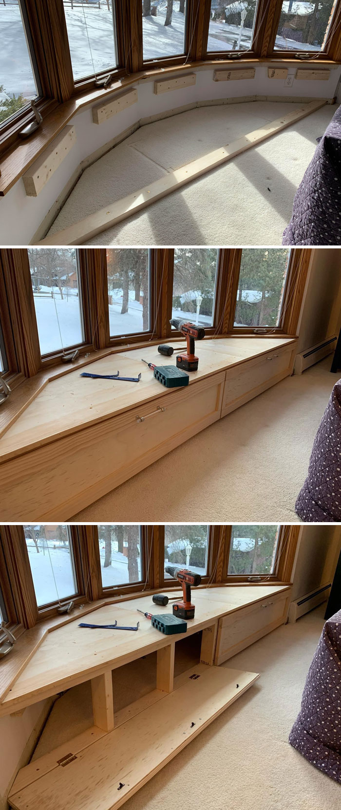 My Wife Wanted A Bench For Our Bay Window So I Gave It A Go. Not Much Of A Woodworker But I Came Out Alright!