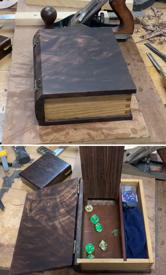 Xmas Present For A Friend: Dice Tower Inside Walnut And White Oak Book