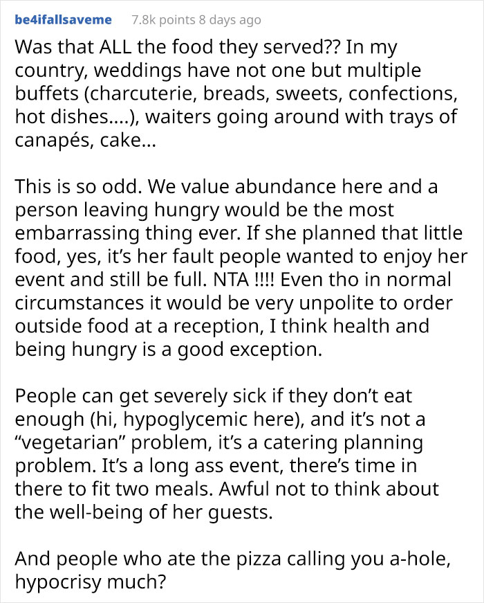 Groomsman Orders Some Pizzas During Vegetarian Wedding Because There Was Nothing To Eat, Bride Says She Won't Forgive Him Groomsman Orders Some Pizzas During Vegetarian Wedding Because There Was Nothing To Eat, Bride Says She Won't Forgive Him