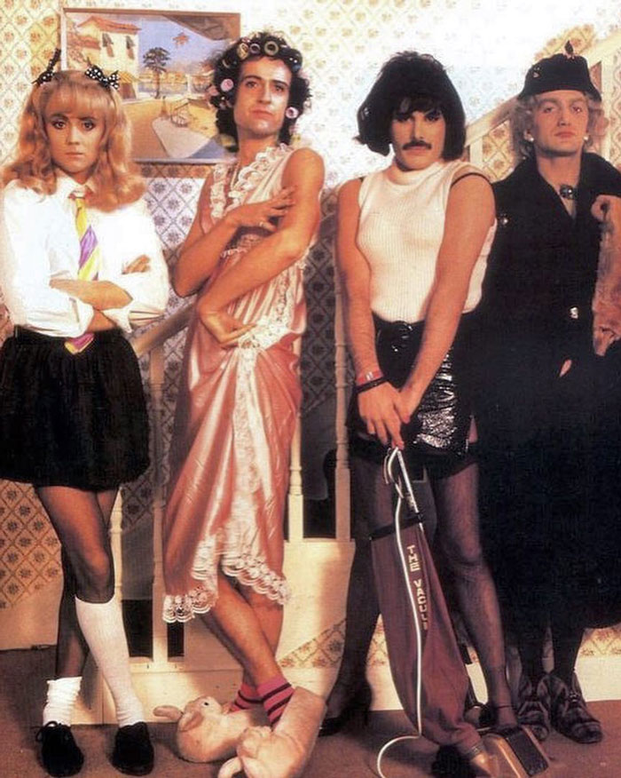 Queen en el plató del vídeo musical "I Want To Break Free", 1984