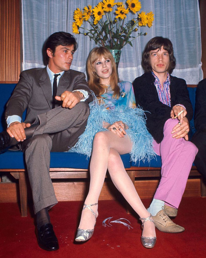 Lain Delon, Marianne Faithfull And Mick Jagger In Paris, 1967