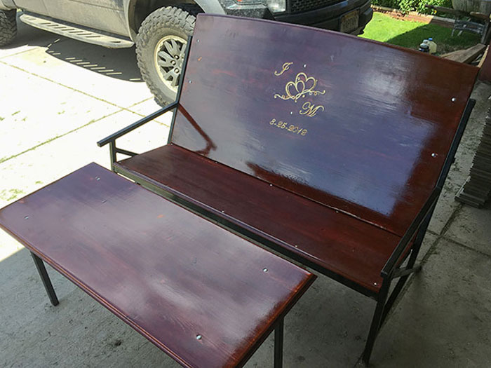 I Built A Custom Engraved Wedding Bench Set As A Gift To My Wife For Our 5th Anniversary