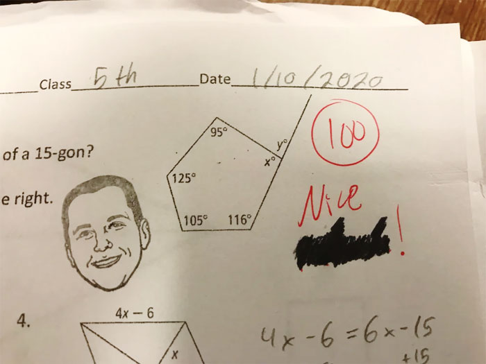 My Math Teacher Has A Stamp Of His Face That He Uses On People’s Tests If They Do Well