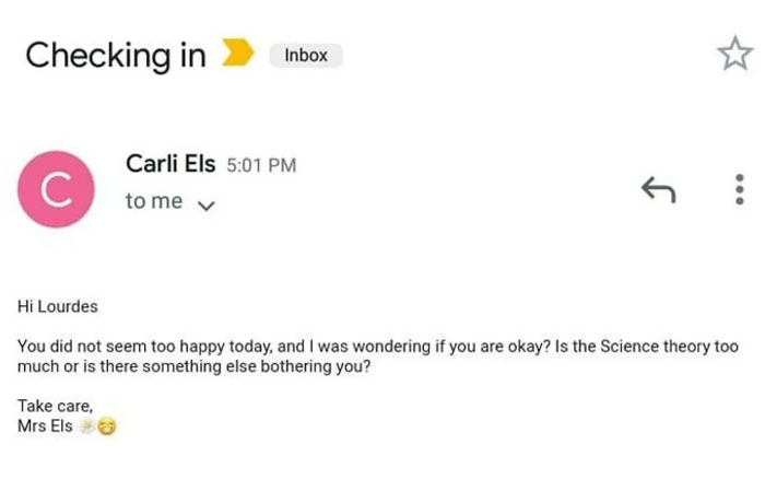 My Friend's Teacher Emailed Her Because She Looked Sad (She Was Just Trying Not To Fall Asleep)