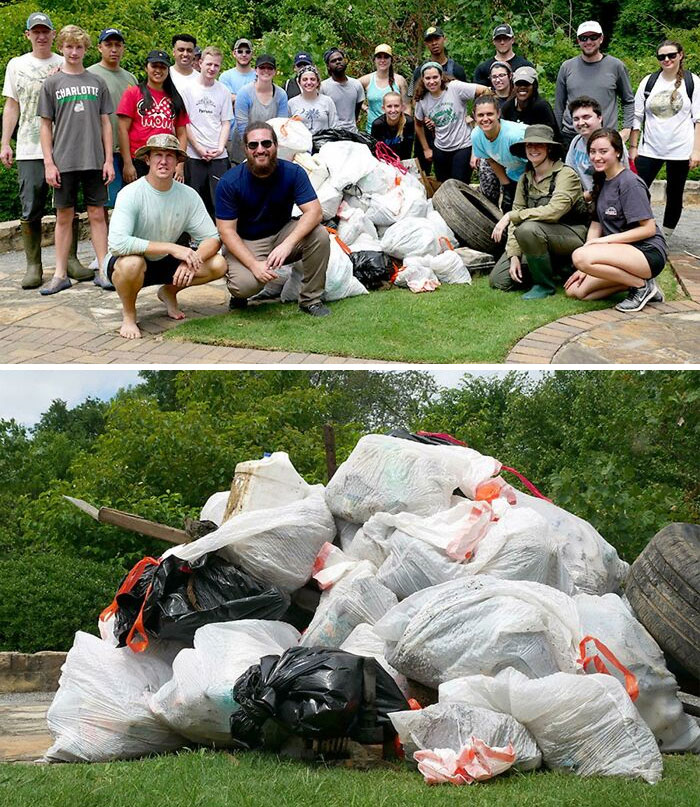 This College Professor And His Biology Class #trashtag! The Results Of A Saturday Morning Creek Cleanup In Charlotte, NC
