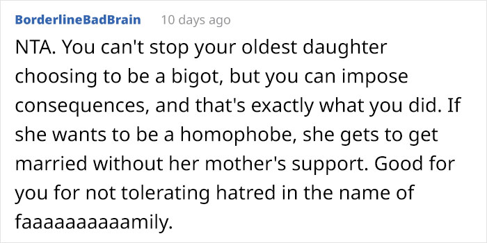 Bride Doesn't Invite Sister To The Wedding Because Of Her Sexuality, Freaks Out When Her Mother Refuses To Come Too Bride Doesn't Invite Sister To The Wedding Because Of Her Sexuality, Freaks Out When Her Mother Refuses To Come Too