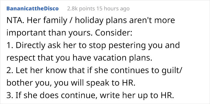 Childfree Woman Refuses To Give Her Annual Leave Slot To A Coworker With Four Kids, Office Drama Ensues Childfree Woman Refuses To Give Her Annual Leave Slot To A Coworker With Four Kids, Office Drama Ensues