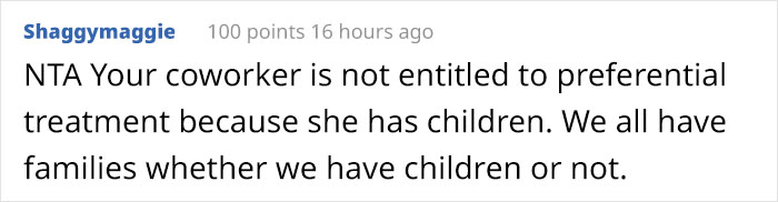 Childfree Woman Refuses To Give Her Annual Leave Slot To A Coworker With Four Kids, Office Drama Ensues Childfree Woman Refuses To Give Her Annual Leave Slot To A Coworker With Four Kids, Office Drama Ensues
