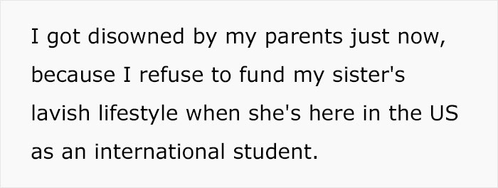 Woman Gets Disowned By Asian Parents For Refusing To Fund Younger Sister's Lavish Lifestyle