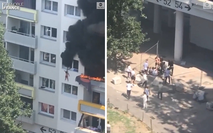 Two Boys—ages 10 And 3–jumped 30 Feet From A Burning Building In Grenoble, France. Two Of The Six Adults Who Caught Them Broke Their Arms. Amazing Heroism All Around.