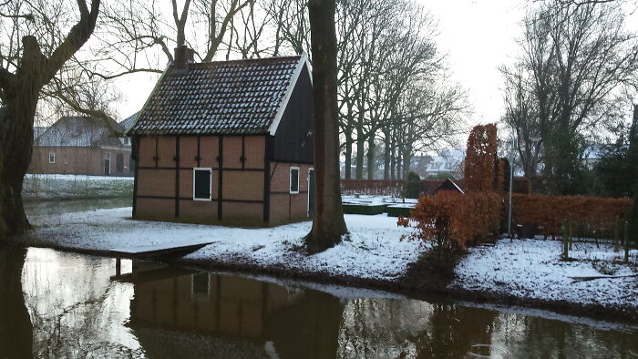 Old Dryhouse And Field At The Canal In Lochem