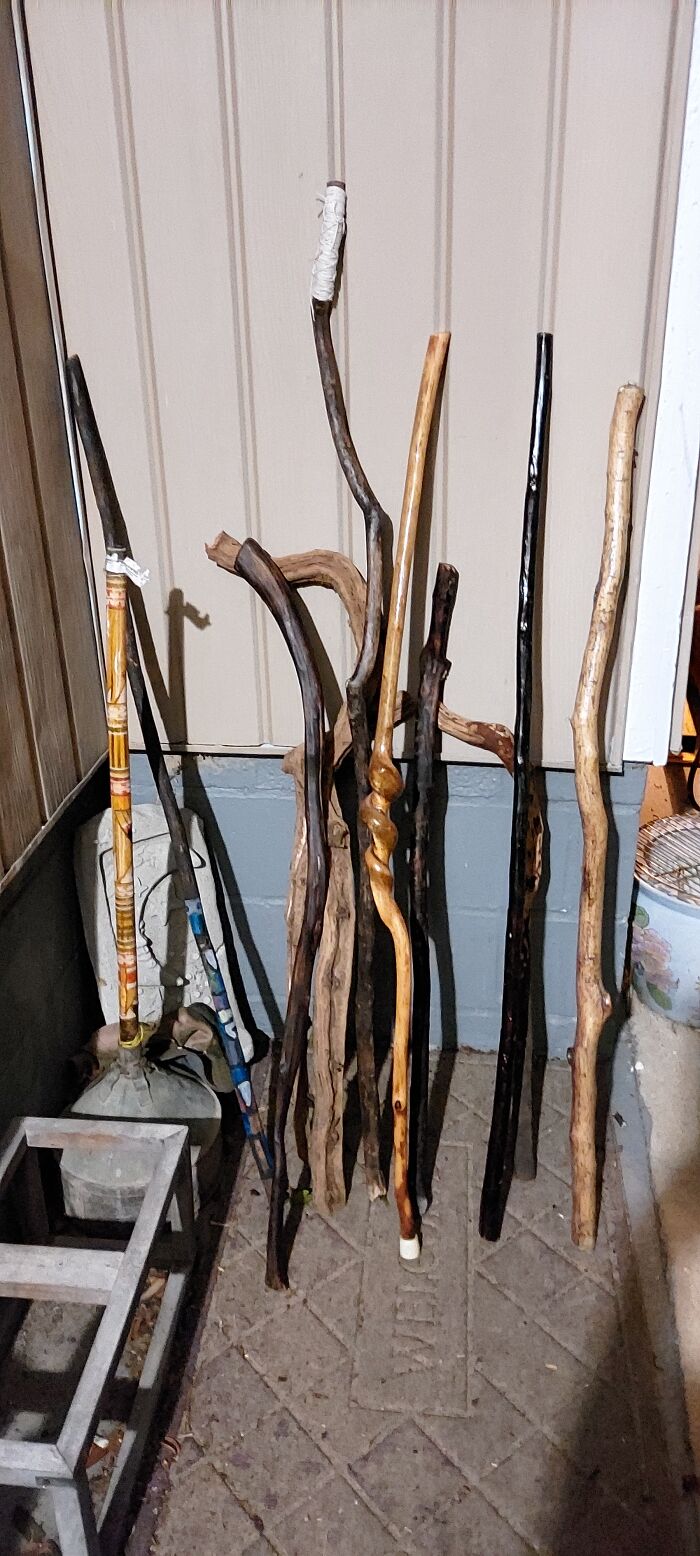 I Started A Stick/Staff/Cane/Shilaylie Collection. It's Shrunk Since Then...very Slowly To My Husband's Dismay. Had 4 Times This Many In Our Living Room. I Was A Little Bit Bored.