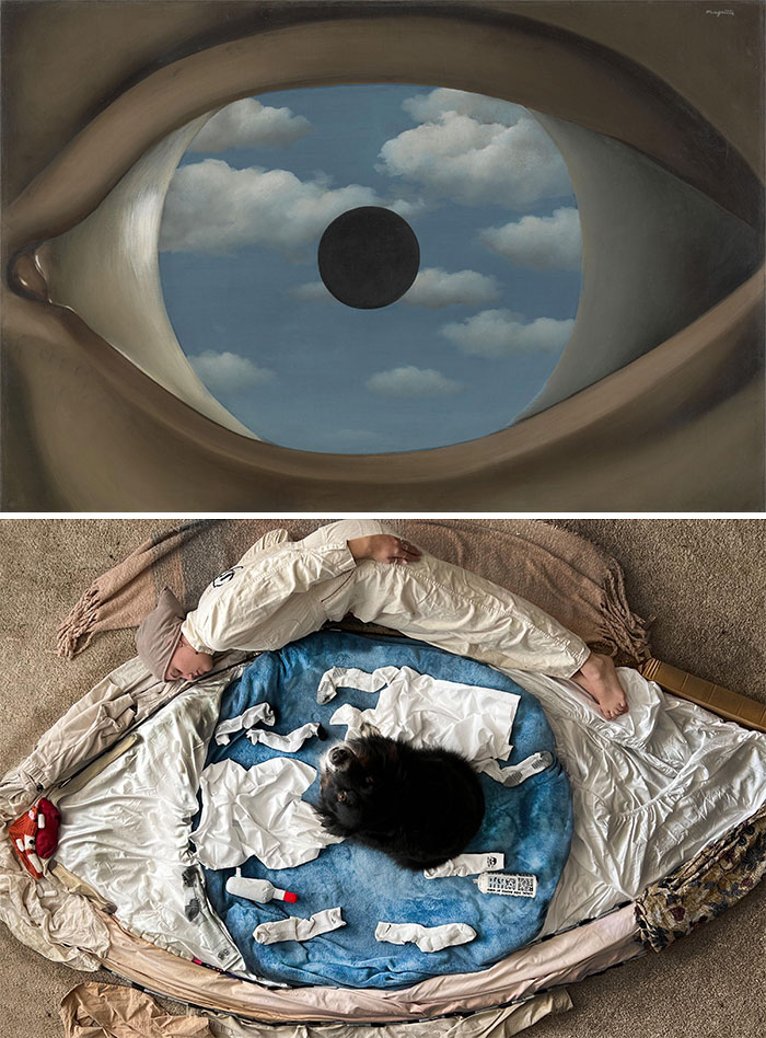 El falso espejo, 1929 de René Magritte vs. El falso espejo, 2022