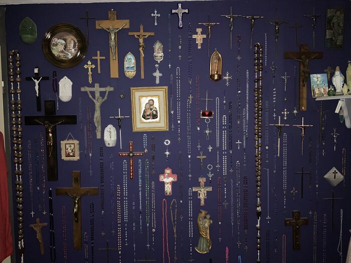 My Collection Of Rosaries In My Bedroom
