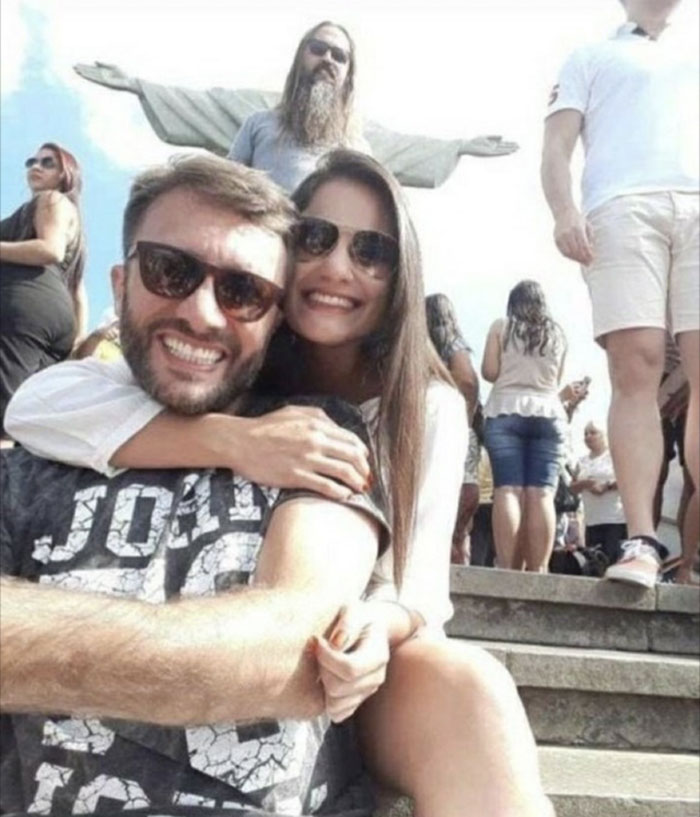 The Statue Has Real Beard And Sunglasses