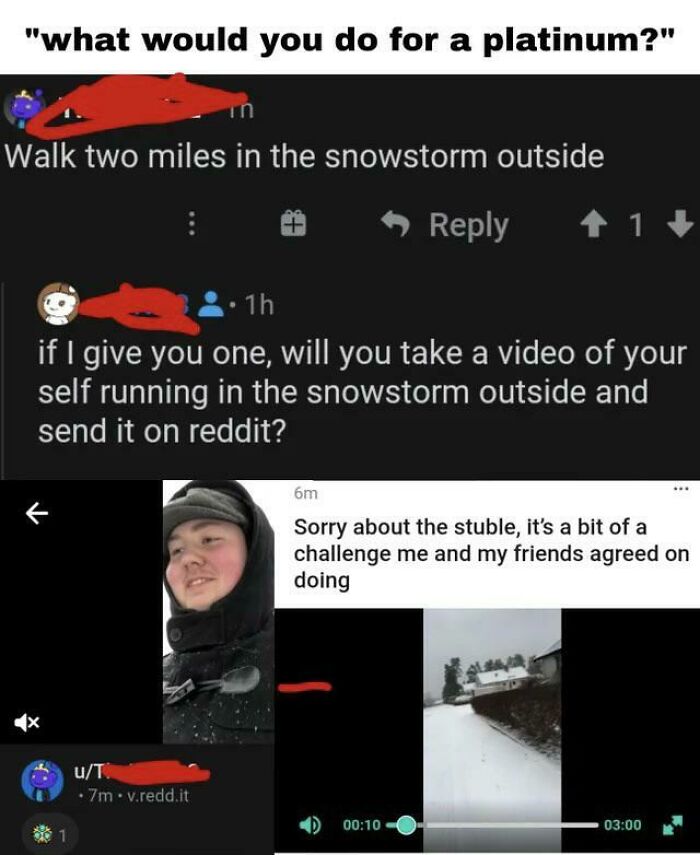 Madlad Gives Guy Who Ran In Snow Ternion Instead Of Platinum