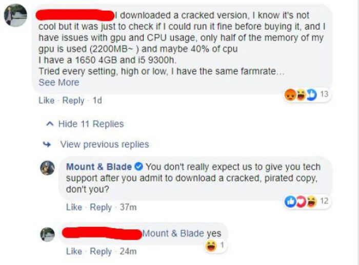 Madlad Asks The Game Developer For Some Tech Support For His New Game