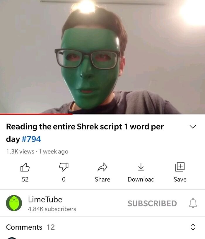 This Guy Has Been Reading The Shrek Script One Word At A Time For The Past Two And A Half Years