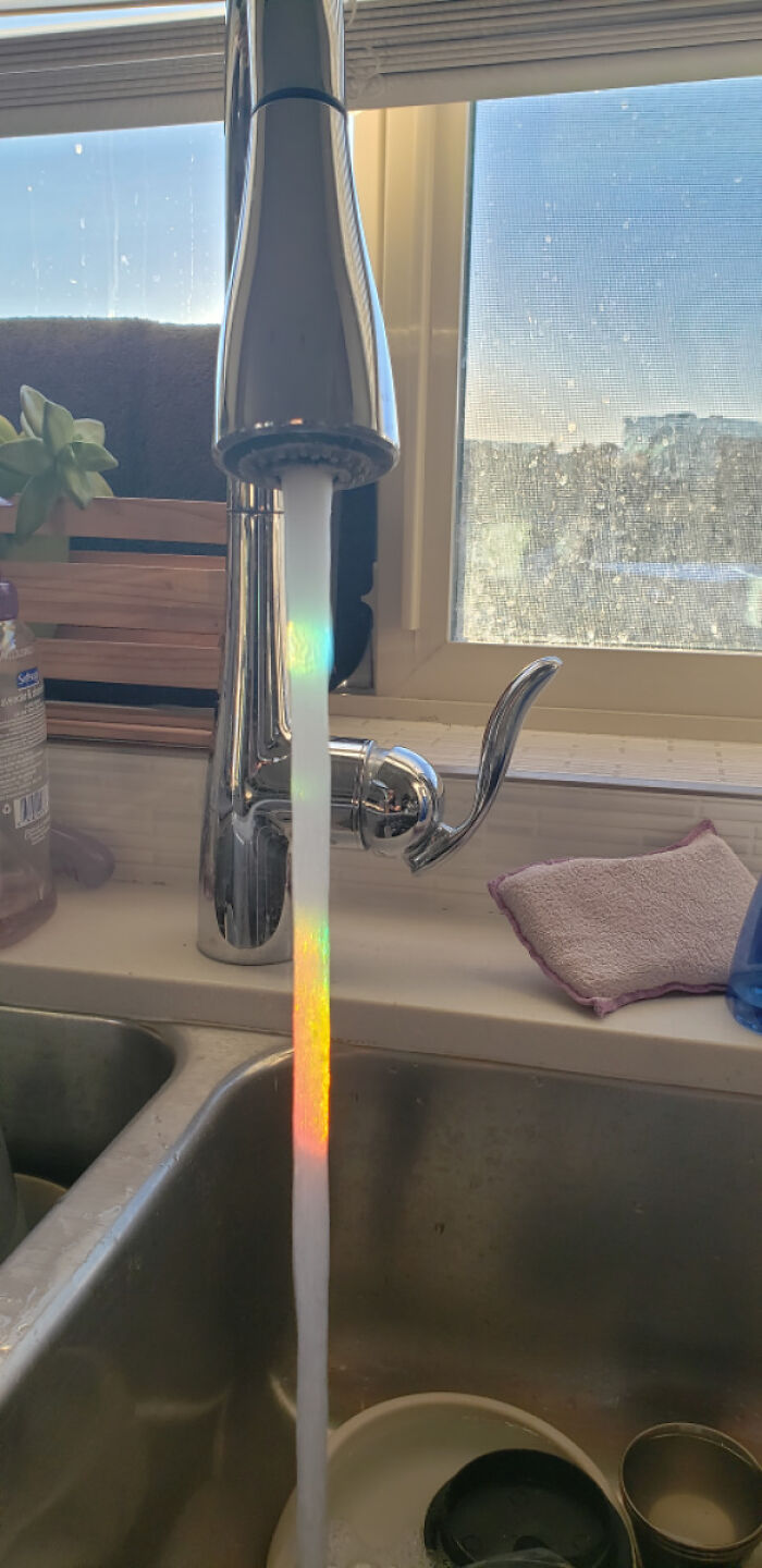 The Sun Is At The Right Angle To Make A Rainbow In My Faucet