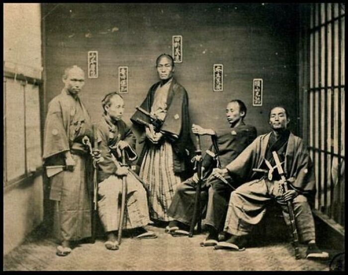 Fotografía de Guerreros Samurai tomada entre 1860 y 1880