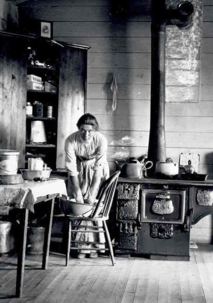 In The Kitchen Of A Montana Farmhouse, Ca. 1900